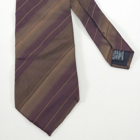 Hugo Boss Silk Tie Mens Brown Striped Necktie 59 In Quiet Luxury Officecore EUC - Picture 2 of 7